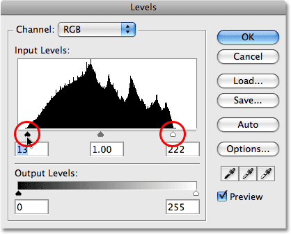 Tingkat kotak dialog di Photoshop. Image © 2009 Photoshop Essentials.com.