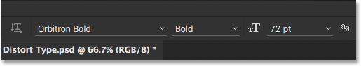 Selecting the Type Tool in the Toolbar.