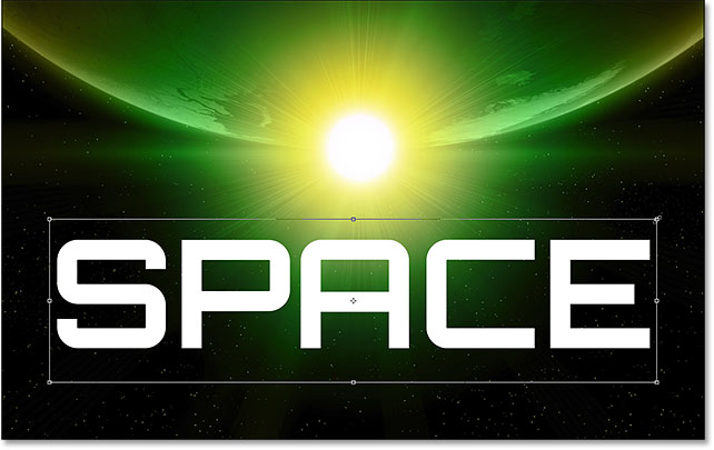 Resizing and repositioning the type with Free Transform.