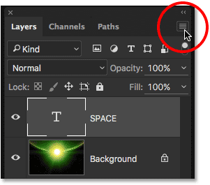 Clicking the menu icon in the Layers panel.