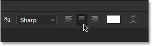 Choosing the Center Text alignment option and white for the color.