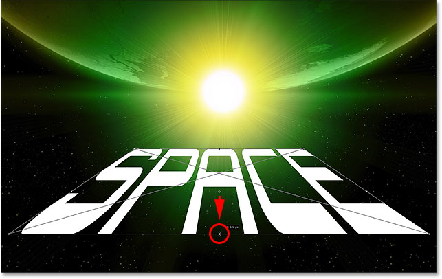 Scaling the type in Photoshop.