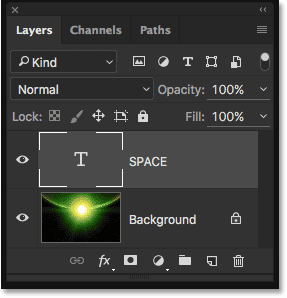 The Layers panel showing the new Type layer.