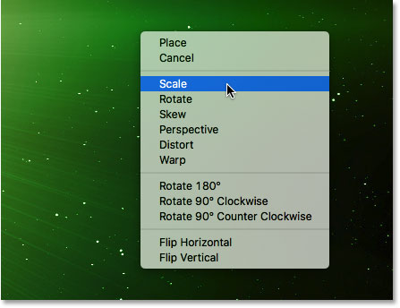 Switching from the Perspective transform mode to Scale.