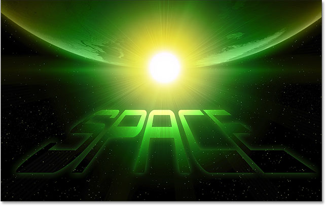 The result after applying the Outer Glow effect to the type.