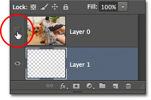 Mengklik ikon visibilitas lapisan lagi di panel Layers. Image © 2012 Photoshop Essentials.com