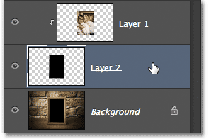 Memilih Layer 2 di panel Layers. Image © 2012 Photoshop Essentials.com