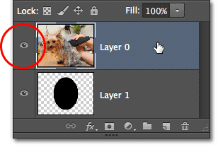 Memilih dan berputar pada Layer 0 di panel Layers. Image © 2012 Photoshop Essentials.com