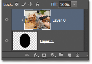 Panel Layers menampilkan topeng kliping. Image © 2012 Photoshop Essentials.com