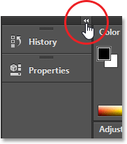 Mengklik ikon untuk memperluas kolom panel kedua. Gambar © 2013 Steve Patterson, Photoshop Essentials.com