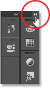 Clicking the double arrow to expand the main panel column. Image © 2013 Steve Patterson, Photoshop Essentials.com