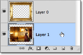 Selecting Layer 1 in the Layers panel. Image © 2011 Photoshop Essentials.com