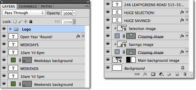 The Layers panel in Photoshop. Image © 2011 Photoshop Essentials.com