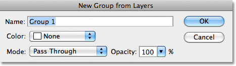 The New Group dialog box in Photoshop. Image © 2011 Photoshop Essentials.com