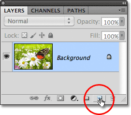 The New Layer icon in the Layers panel in Photoshop. Image © 2011 Photoshop Essentials.com