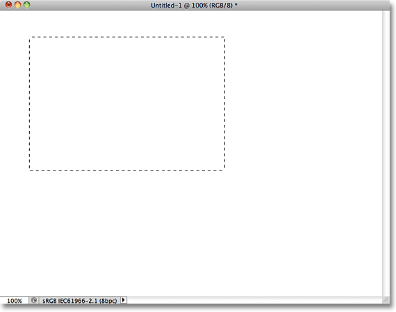 Drawing a rectangular selection in Photoshop. Image © 2011 Photoshop Essentials.com