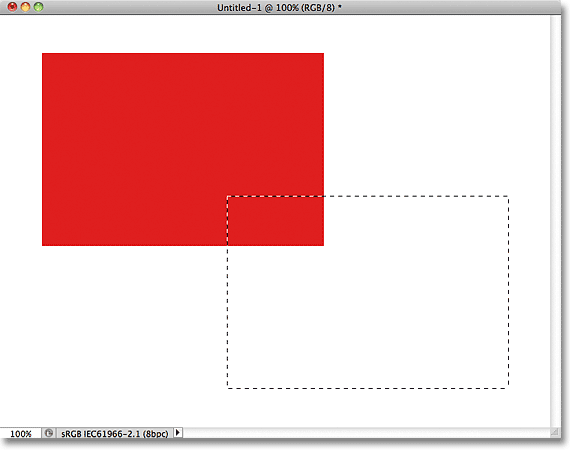 Drawing a second rectangular selection in the document. Image © 2011 Photoshop Essentials.com