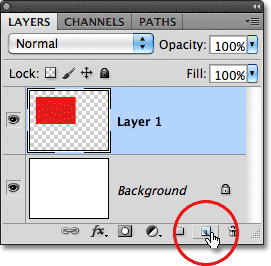 The New Layer icon in the Layers panel in Photoshop. Image © 2011 Photoshop Essentials.com