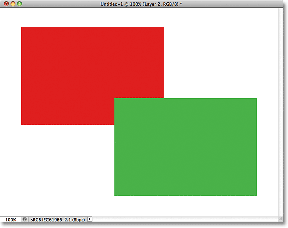 Two rectangles appear in the document. Image © 2011 Photoshop Essentials.com