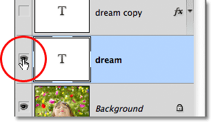 The layer visibility icon in the Layers panel. Image © 2011 Photoshop Essentials.com