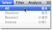 The Select All command in Photoshop. Image © 2011 Photoshop Essentials.com