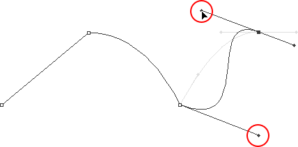 Changing the length and direction of both handles to change the overall shape of the curve.