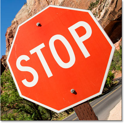 A path now appears all around the stop sign, as well as the post it's attached to.