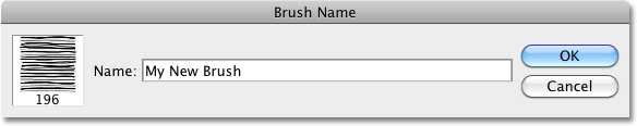 Naming the new brush in Photoshop. 