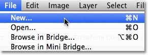The File > New command in Photoshop. Image © 2011 Photoshop Essentials.com
