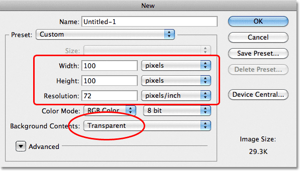 Photoshop New Document dialog box. Image © 2011 Photoshop Essentials.com