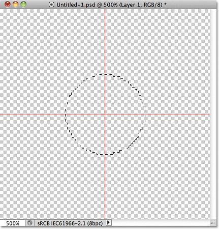 A circular selection outline drawn in Photoshop. Image © 2011 Photoshop Essentials.com
