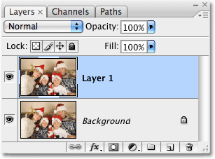 The Layers palette in Photoshop. Image © 2008 Photoshop Essentials.com.