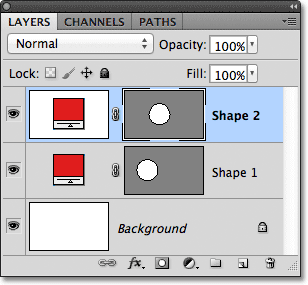 Lapisan Bentuk kedua muncul di panel Layers. Gambar © 2011 Photoshop Essentials.com