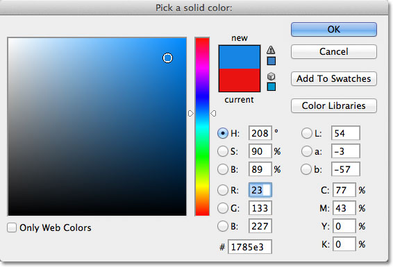 The Color Picker di Photoshop. Gambar © 2011 Photoshop Essentials.com