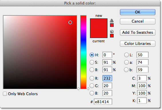 The Color Picker in Photoshop. Image © 2011 Photoshop Essentials.com