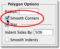 Pilihan Corners Halus di Options Polygon di Photoshop. Gambar © 2011 Photoshop Essentials.com