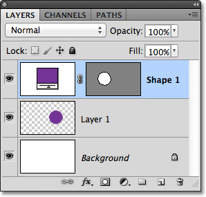 Layers panel menampilkan bentuk vektor Dan bentuk pixel.  Gambar © 2011 Photoshop Essentials.com