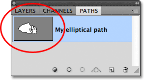 Hold down Ctrl (Win) / Command (Mac) and click on the path's thumbnail.