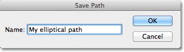 Saving a path in Photoshop. Image © 2011 Photoshop Essentials.com