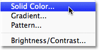 Choosing a Solid Color fill layer in Photoshop. Image © 2011 Photoshop Essentials.com