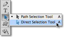 Click and hold on the Path Selection Tool, then choose the Direct Selection Tool from the menu.