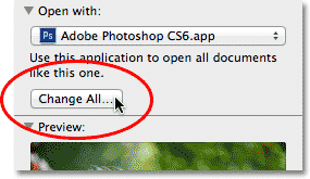 Clicking the Change All button. Image © 2013 Photoshop Essentials.com