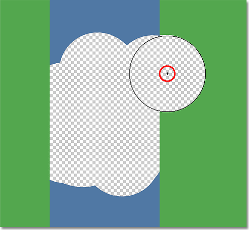 Moving the Backgound Eraser target symbol over a different color in the image.