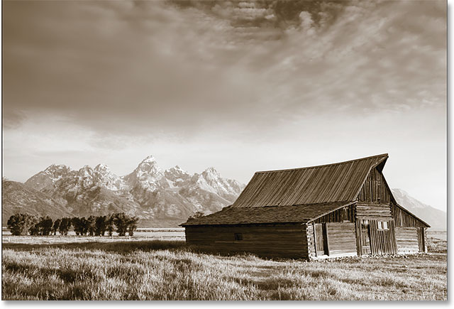 The initial sepia tone effect. Image © 2014 Photoshop Essentials.com