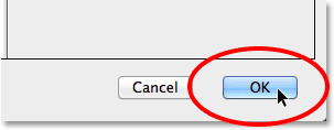 Clicking the OK button to close out of the Camera Raw filter. Image © 2014 Photoshop Essentials.com