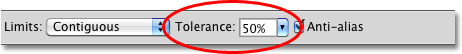 The Tolerance option for the Color Replacement Tool. Image © 2010 Photoshop Essentials.com