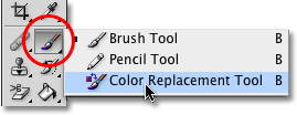 The Color Replacement Tool di Photoshop. Image © 2010 Photoshop Essentials.com