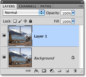 Panel Layers di Photoshop CS5. Image © 2010 Photoshop Essentials.com