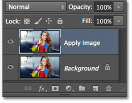 Panel Layers menampilkan lapisan Terapkan Gambar baru. Image © 2012 Photoshop Essentials.com