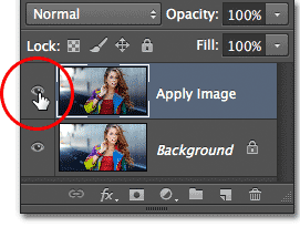 The layer visibility icon in the Layers panel in Photoshop CS6. Image © 2012 Photoshop Essentials.com